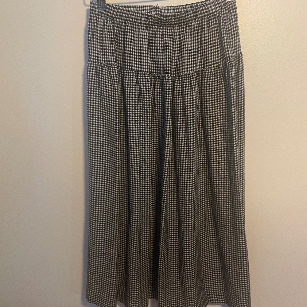 Vintage 70's Mr.Mort Gingham Shirred Midi Skirt SIze M